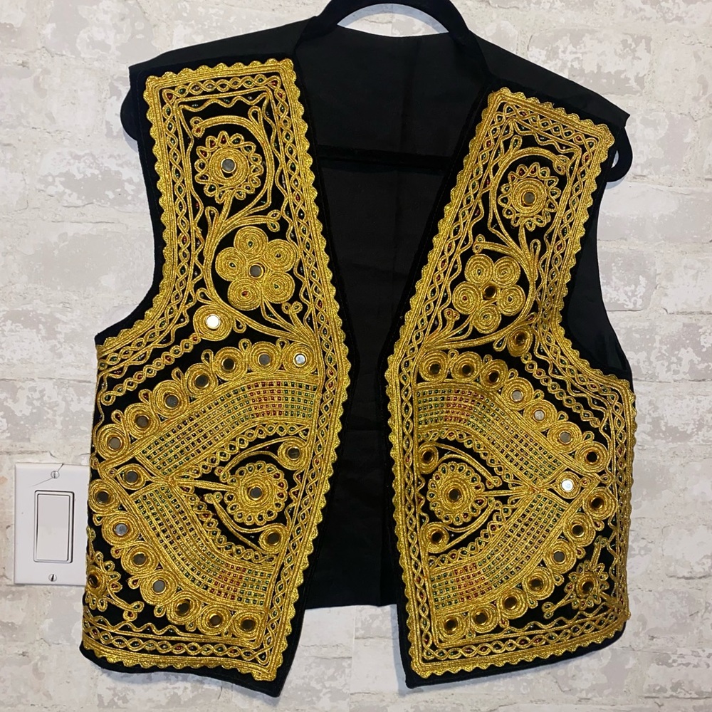 Vintage gold embroidered vest